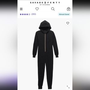 Savage X Fenty- Sleep & Shine Hooded Onesie ( Black Caviar)-Small